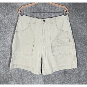 Eddie Bauer Legend Darrington Trail High Rise Shorts Women Size 14 Beige Pockets